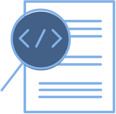 magnifined glass looking at paper